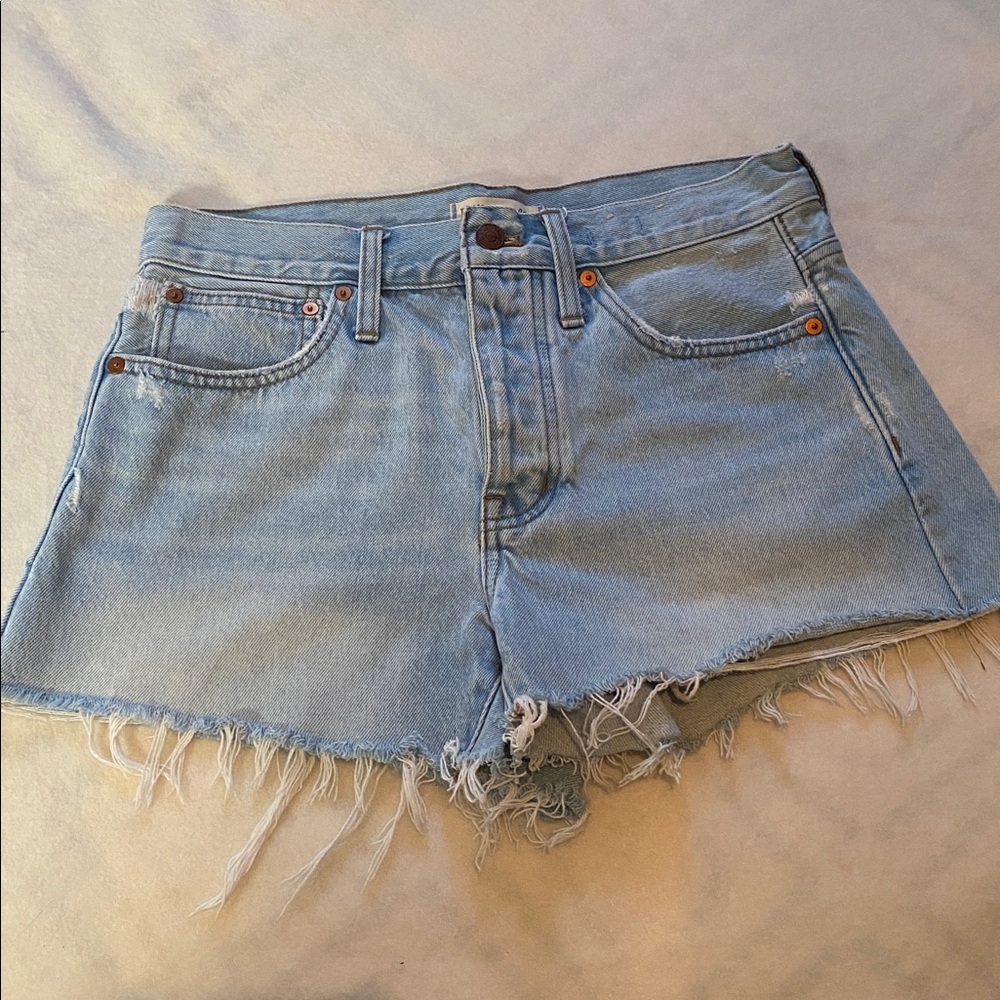 Madewell Shorts Womens 25 Relaxed Denim Distressed Medium Wash Jean 29 waist